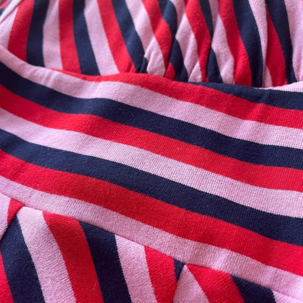 NWT Boden Kristen Pleated Jersey Dress Striped Red Pink Navy Romantic US 8R - Picture 5 of 15
